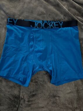 Jockey Men’s Bright Blue Boxer Briefs with Black Logo Waistband